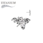 Titanium Threadless CZ Bat (Top Only)