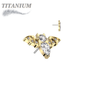 Titanium Threadless CZ Bat (Top Only)