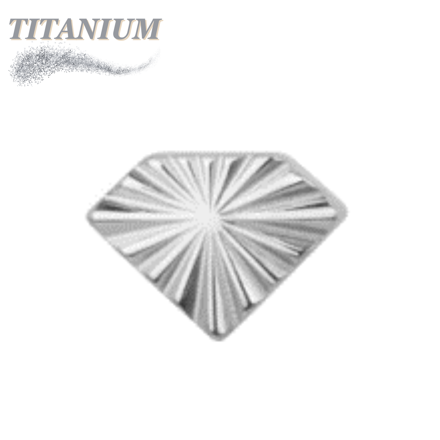 Titanium Threadless Diamond Shape Ridged (Top Only)