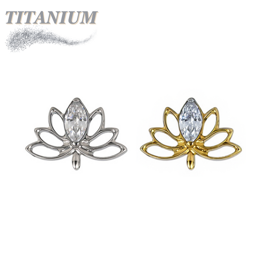 Titanium Threadless Lotus Marquise Flower Top Only