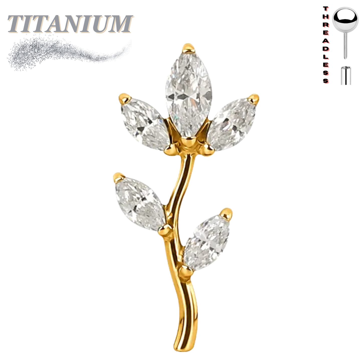 Titanium Threadless CZ Tree (Top Only)