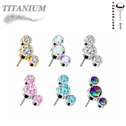 Titanium Threadless 3 Curve Bezel Set (Top Only)