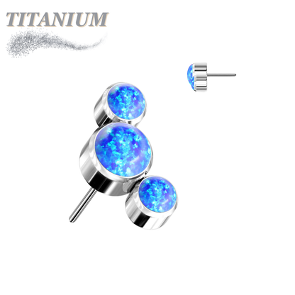 Titanium Threadless Triple Curve 3 Round Opal (Top Only)