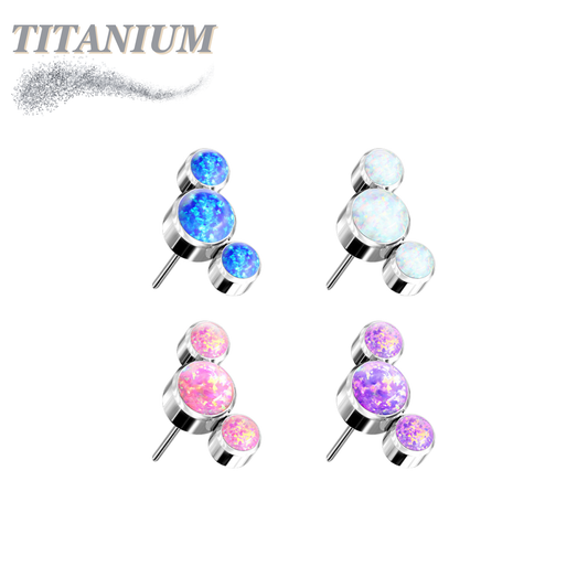 Titanium Threadless Triple Curve 3 Round Opal Top Only