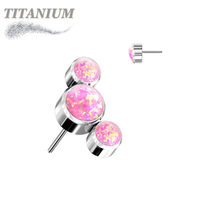 Titanium Threadless Triple Curve 3 Round Opal (Top Only)
