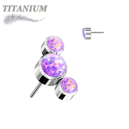 Titanium Threadless Triple Curve 3 Round Opal (Top Only)