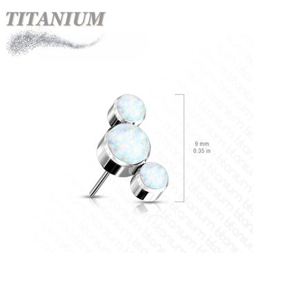 Titanium Threadless Triple Curve 3 Round Opal (Top Only)