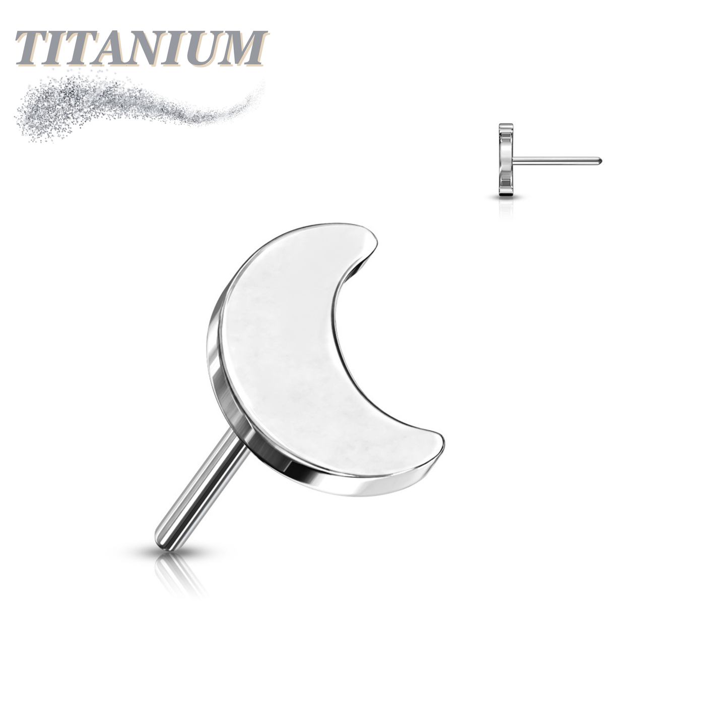 Titanium Threadless 4mm Moon (Top Only)