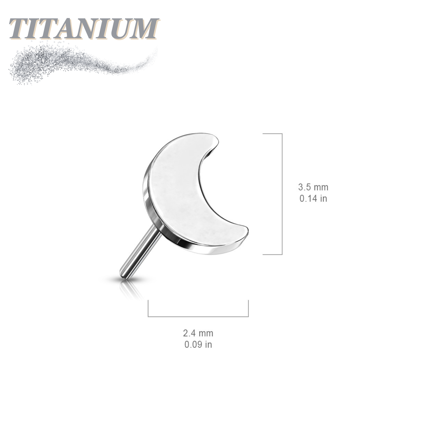 Titanium Threadless 4mm Moon (Top Only)