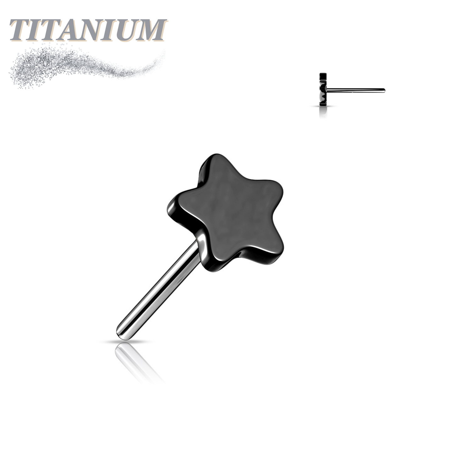Titanium Threadless 4mm Star (Top Only)