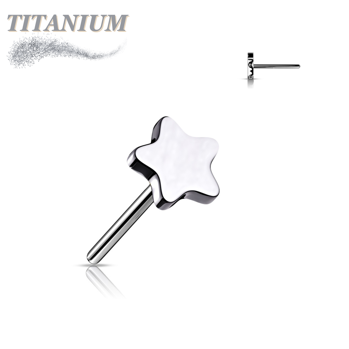Titanium Threadless 4mm Star (Top Only)