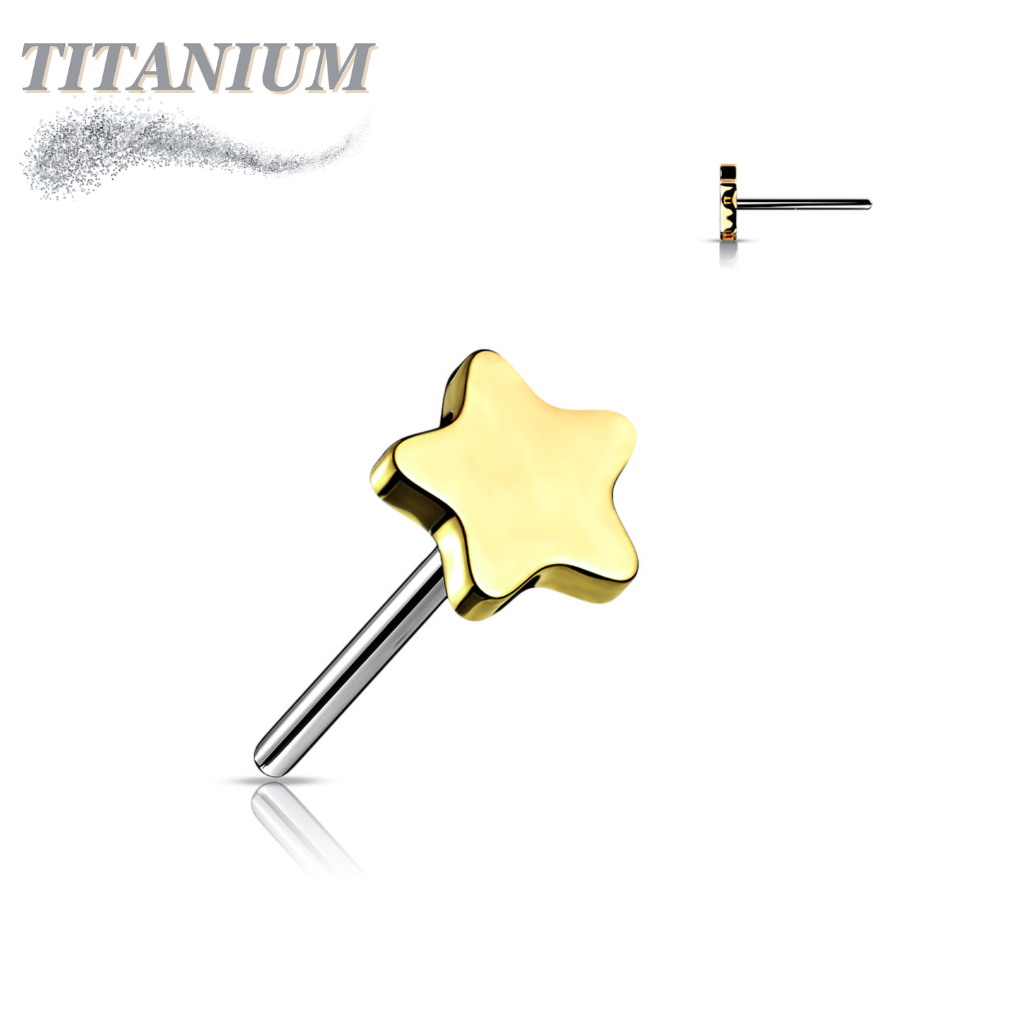 Titanium Threadless 4mm Star (Top Only)