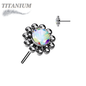 Titanium Threadless Flower w/ Center CZ and Surrounding Ball Cluster (Top Only)