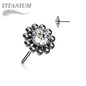 Titanium Threadless Flower w/ Center CZ and Surrounding Ball Cluster (Top Only)