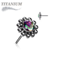 Titanium Threadless Flower w/ Center CZ and Surrounding Ball Cluster (Top Only)