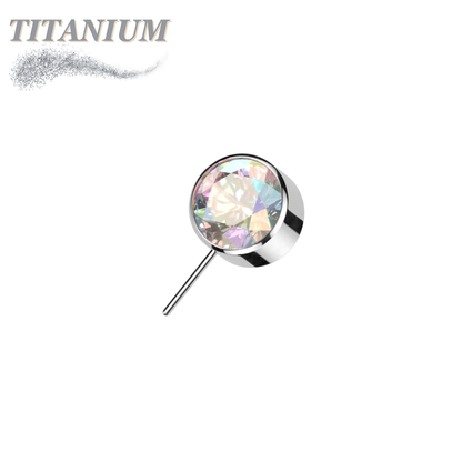 Titanium Threadless Front Facing Zircon Bezel Set Gem (Top Only)