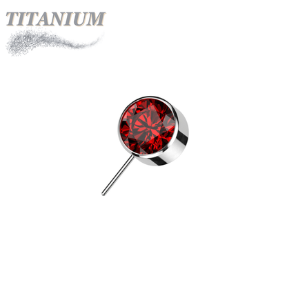 Titanium Threadless Front Facing Zircon Bezel Set Gem (Top Only)