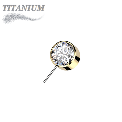 Titanium Threadless Front Facing Zircon Bezel Set Gem (Top Only)