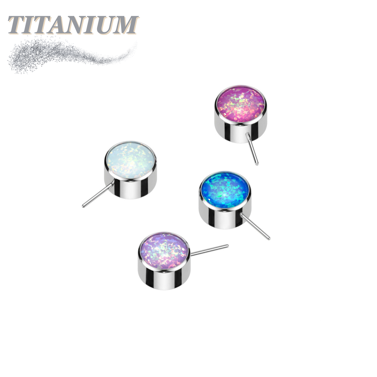 Titanium Threadless Front Facing Bezel Opal (Top Only)