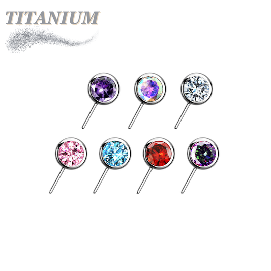Threadless Front Facing Zircon Bezel Set Gem Top Only (Clearance)