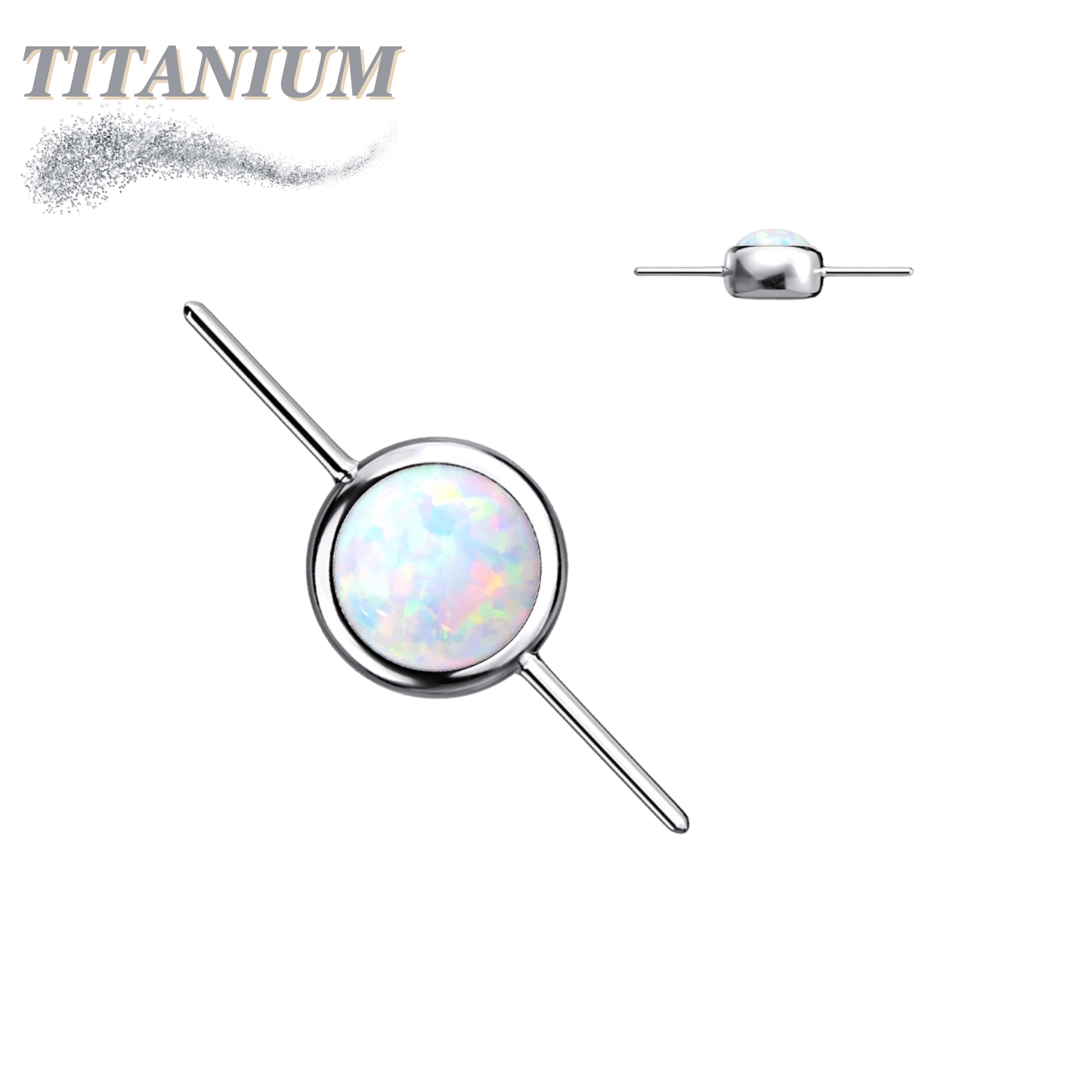 Titanium Threadless Bezel Opal Connector (Top Only)