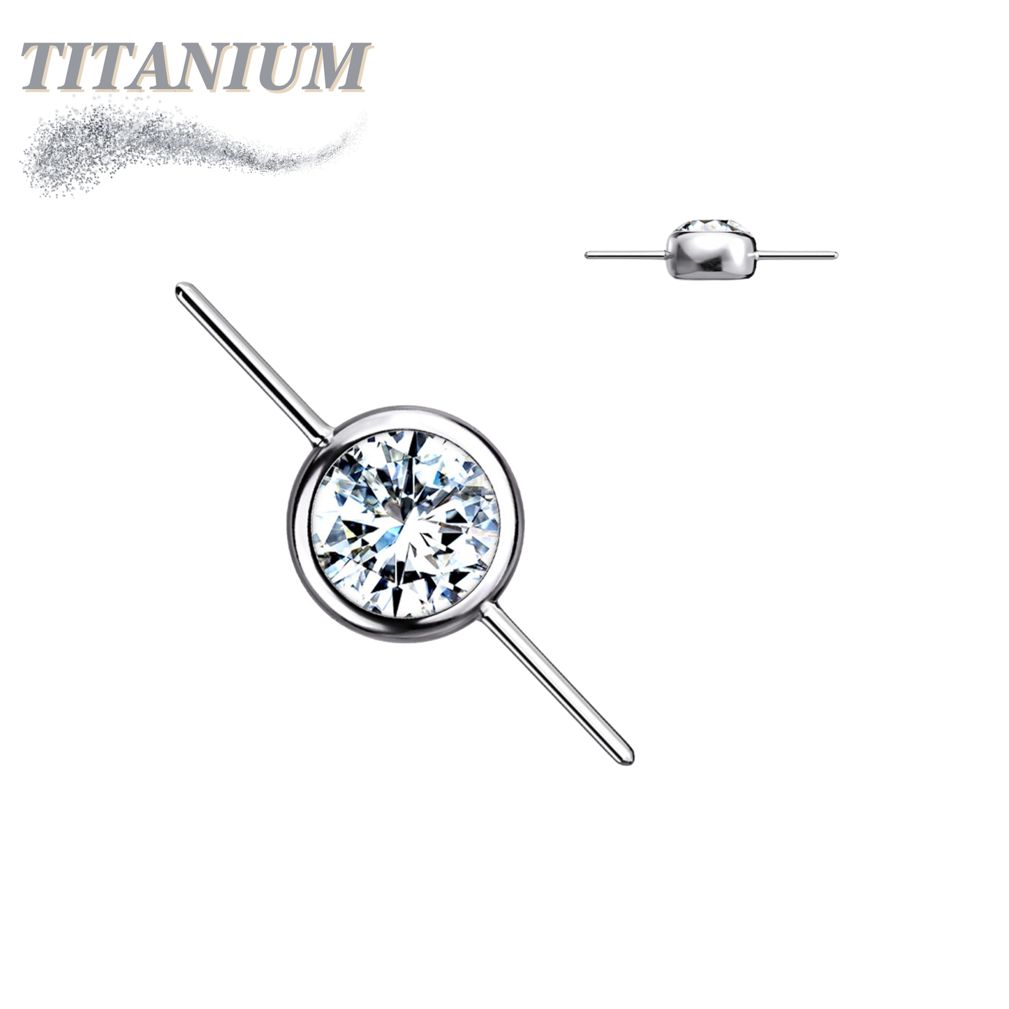 Titanium Threadless Bezel CZ Connector