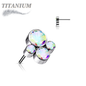Titanium Threadless 4 Gem Pet Paw (Top Only)