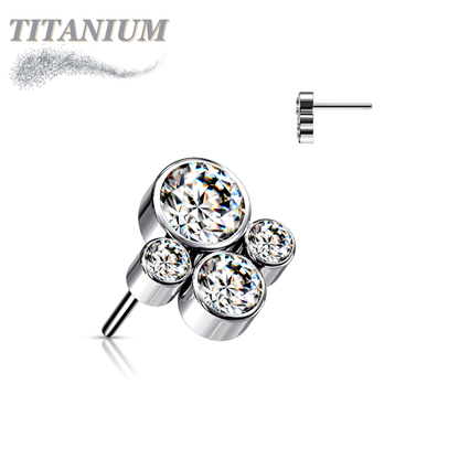 Titanium Threadless 4 Gem Pet Paw (Top Only)