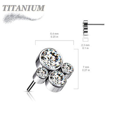Titanium Threadless 4 Gem Pet Paw (Top Only)