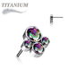 Titanium Threadless 4 Gem Pet Paw (Top Only)