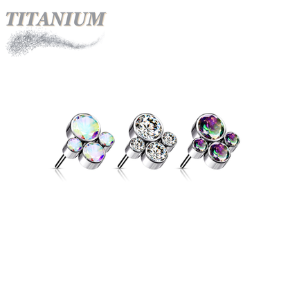 Titanium Threadless 4 Gem Pet Paw (Top Only)
