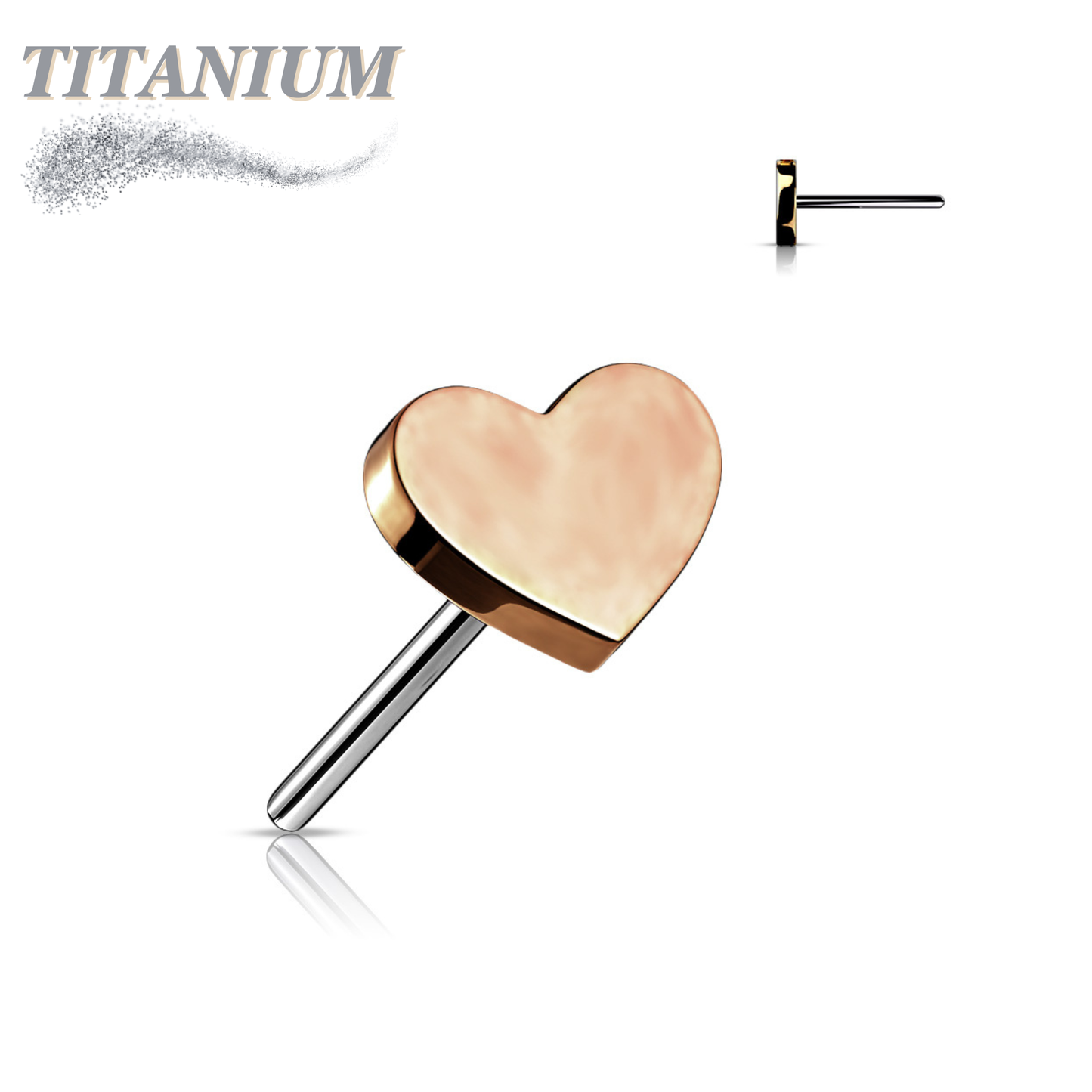 Titanium Threadless 4mm Heart (Top Only)