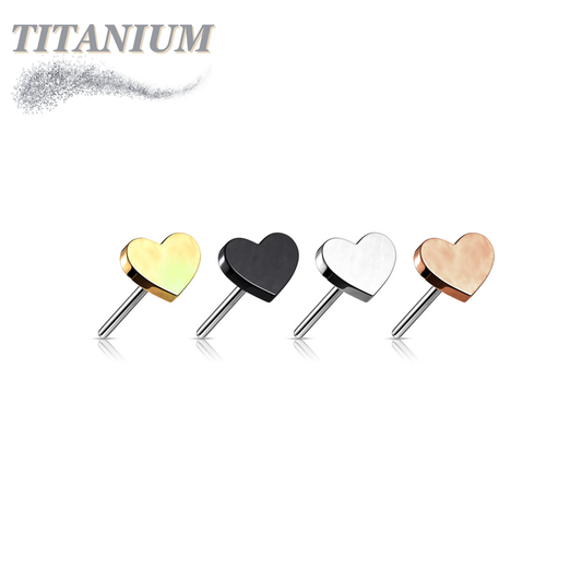 Titanium Threadless 4mm Heart Top Only