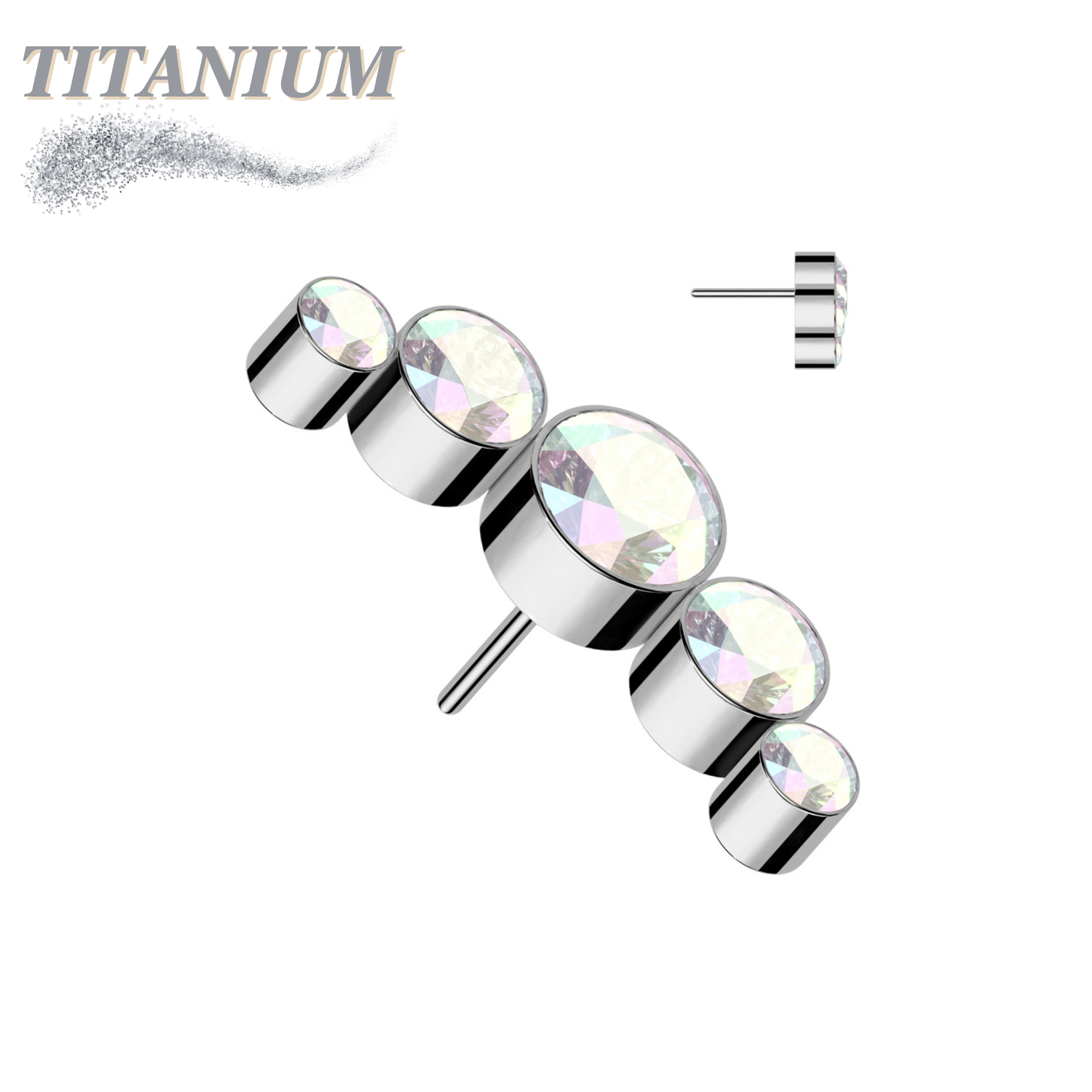Titanium Threadless 5 Gem Curve (Top Only)