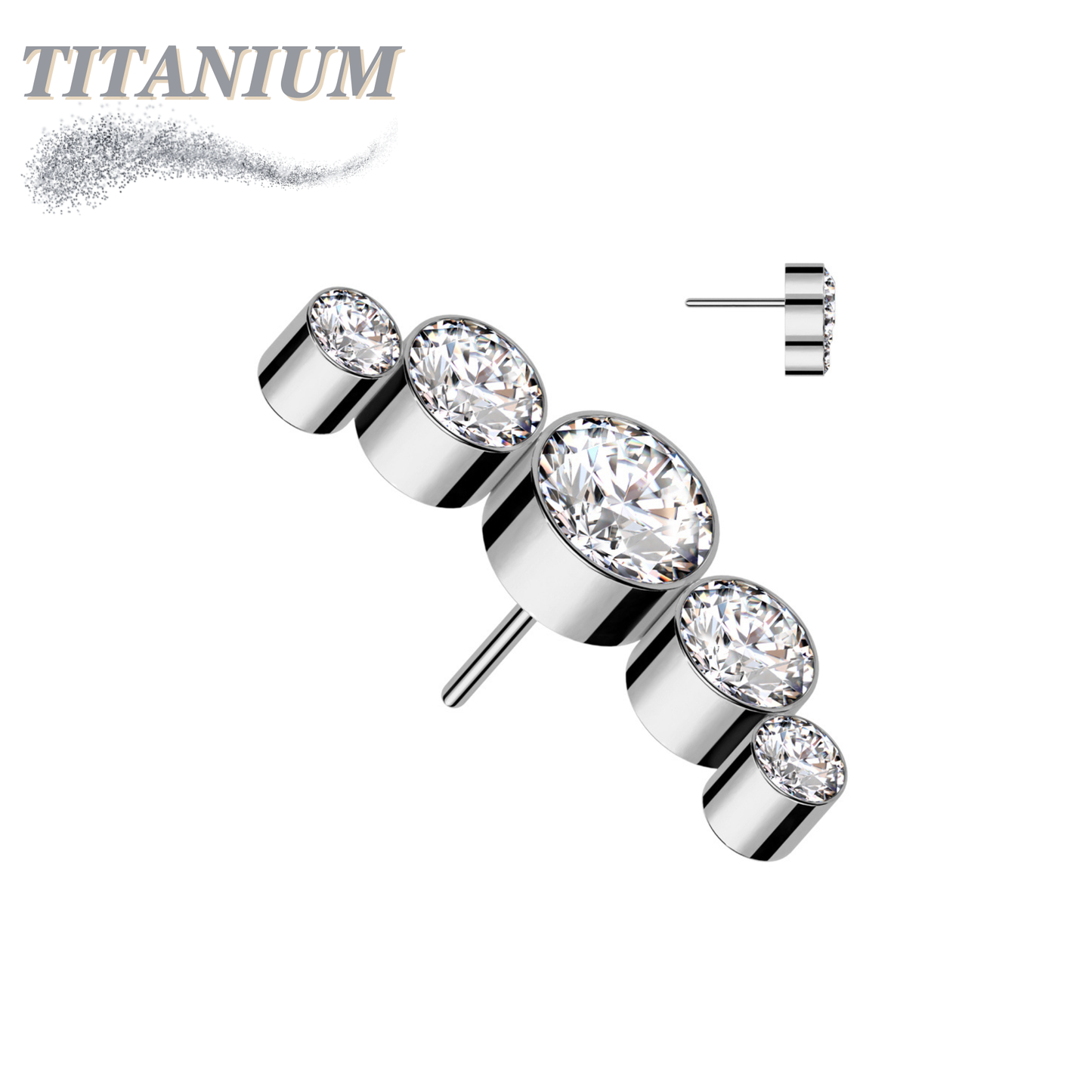 Titanium Threadless 5 Gem Curve (Top Only)