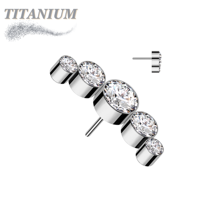 Titanium Threadless 5 Gem Curve (Top Only)