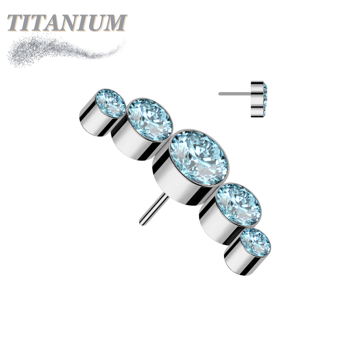 Titanium Threadless 5 Gem Curve (Top Only)