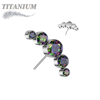 Titanium Threadless 5 Gem Curve (Top Only)
