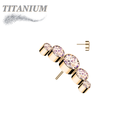 Titanium Threadless 5 Gem Curve (Top Only)