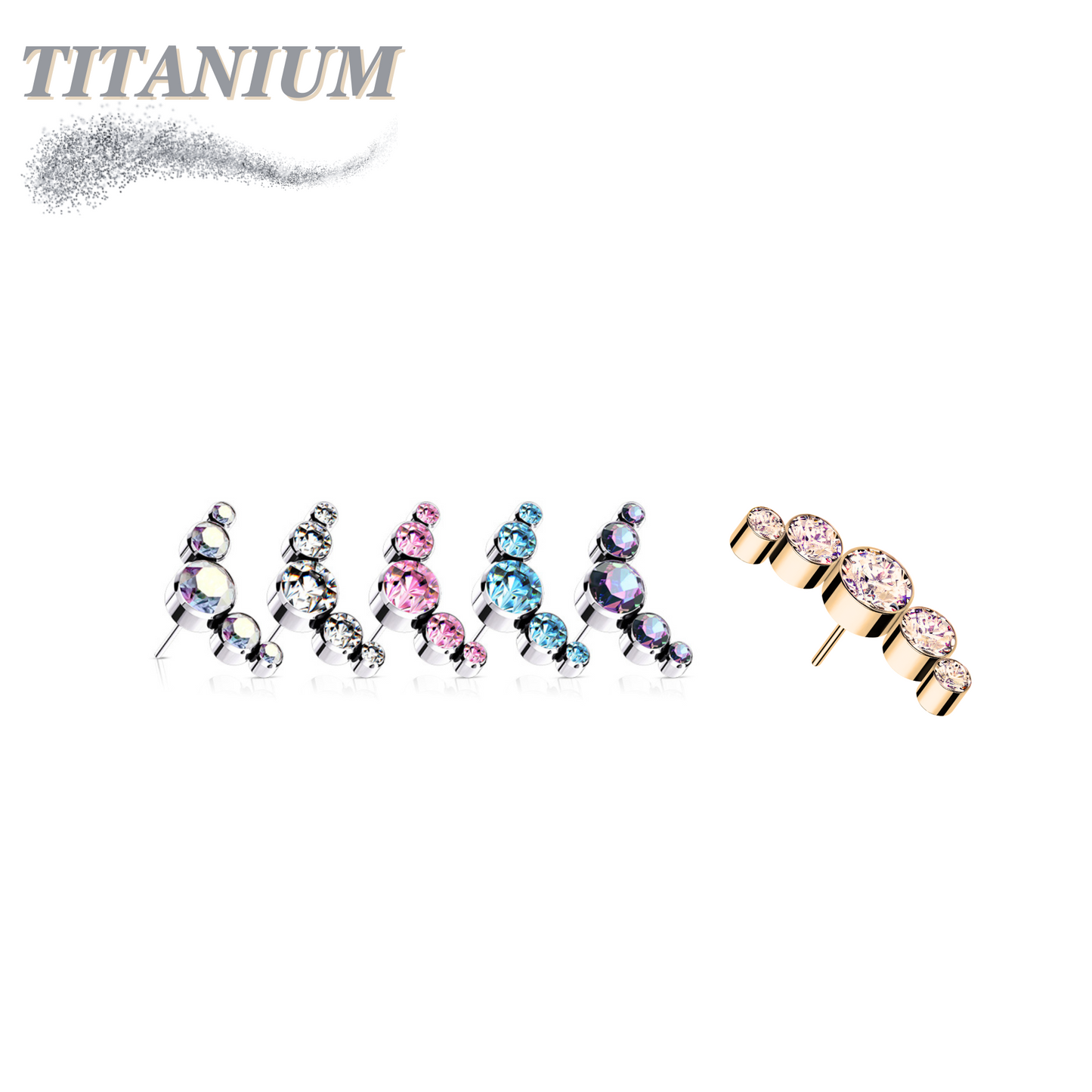Titanium Threadless 5 Gem Curve (Top Only)