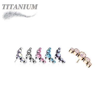 Titanium Threadless 5 Gem Curve (Top Only)