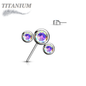 Titanium Threadless Front Facing 3 CZ Bezel Curve (Top Only)