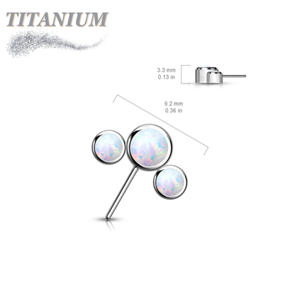 Titanium Threadless Front Facing 3 Opal Curve (Top Only)