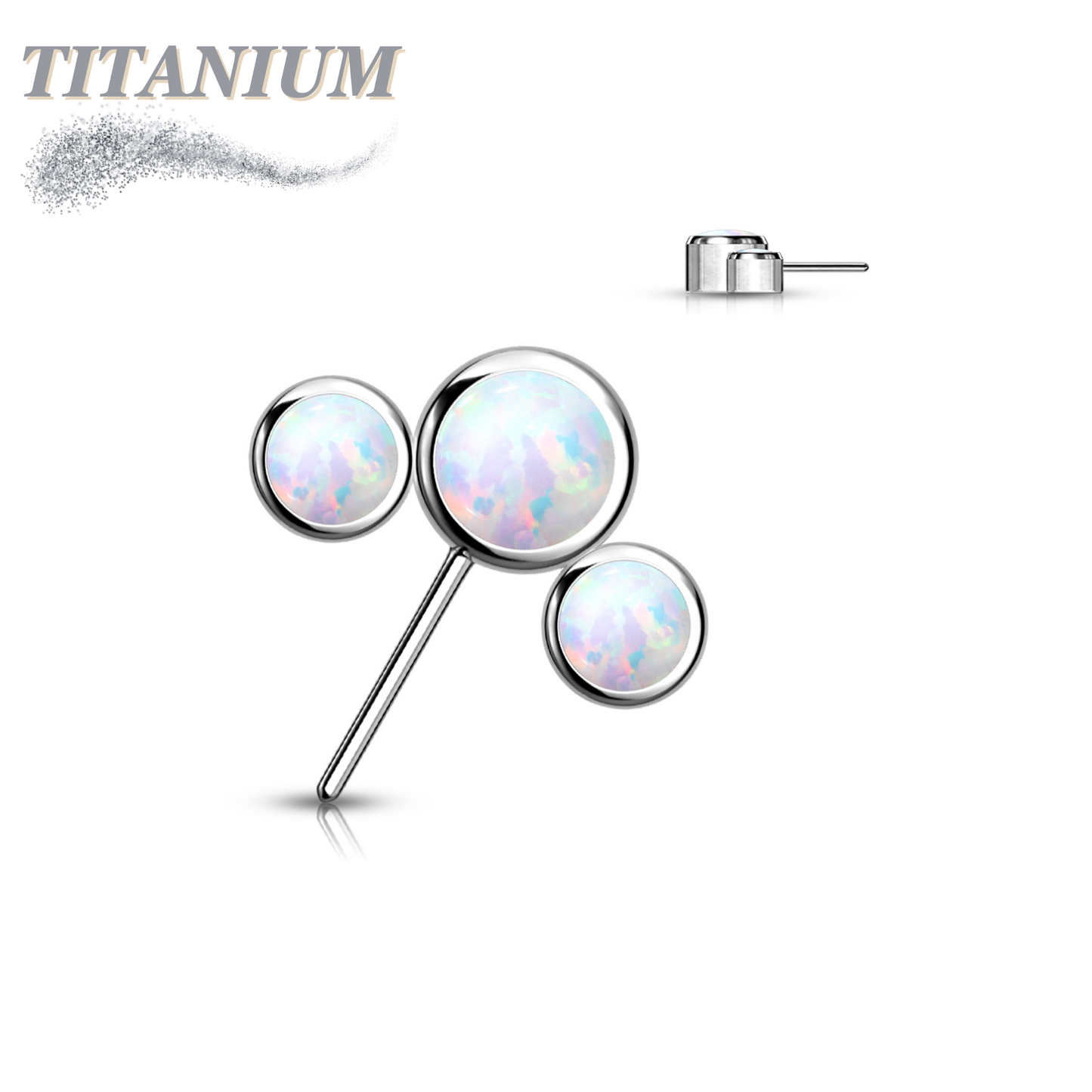 Titanium Threadless Front Facing 3 Opal Curve (Top Only)