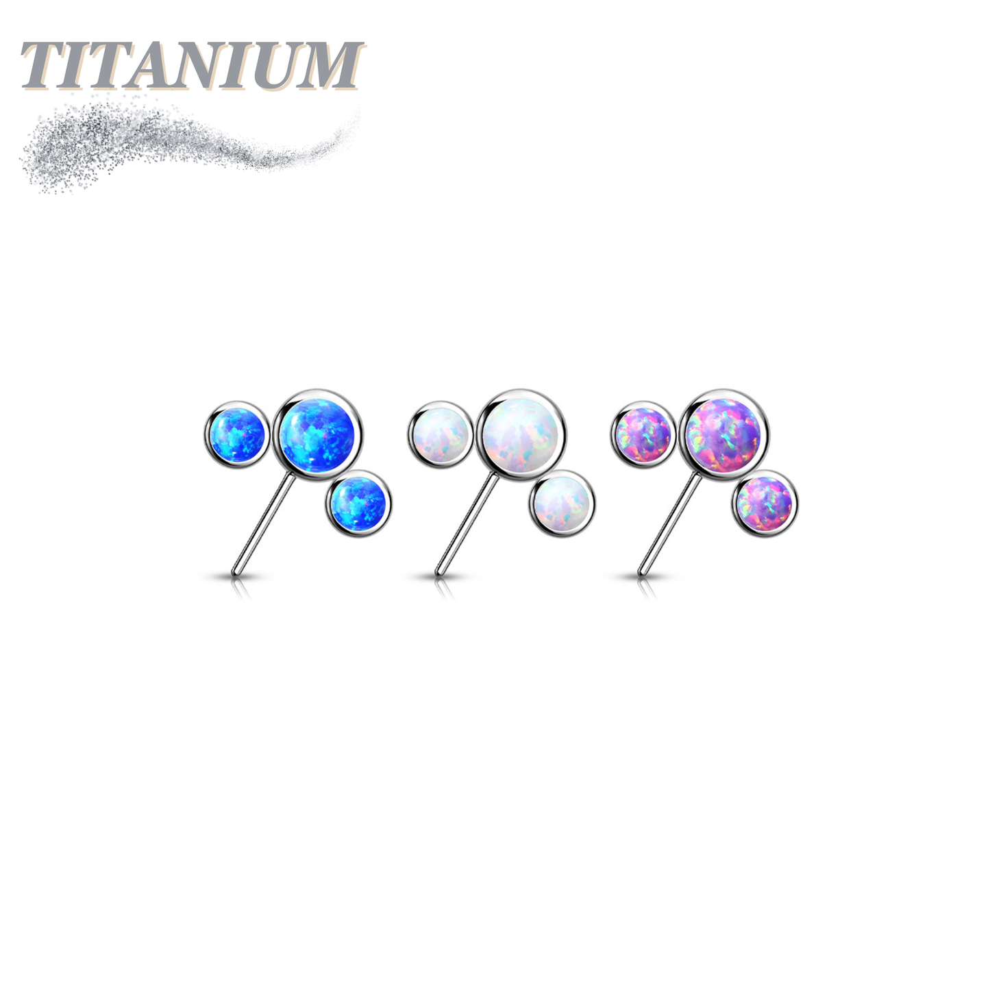 Titanium Threadless Front Facing 3 Opal Curve (Top Only)