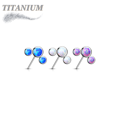 Titanium Threadless Front Facing 3 Opal Curve (Top Only)