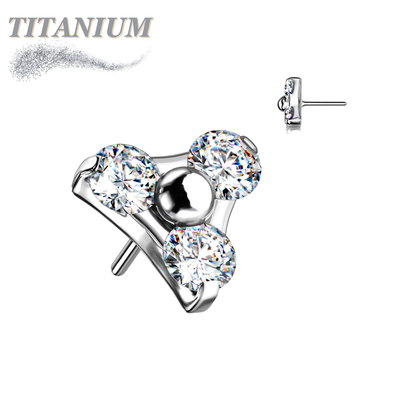 Titanium Threadless Zircon Trinity Triangle (Top Only)