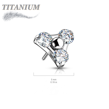 Titanium Threadless Zircon Trinity Triangle (Top Only)