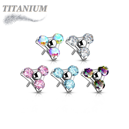 Titanium Threadless Zircon Trinity Triangle (Top Only)