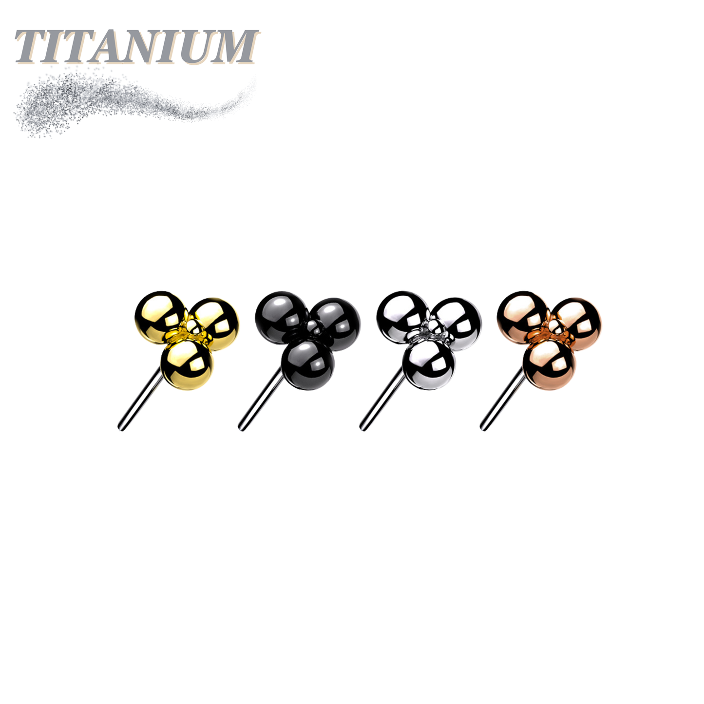 Titanium Threadless Triangular 3 Ball Cluster (Top Only)